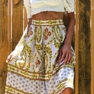 ANTHROPOLOGIE Echarpe Lilac Print Pleated Skirt size 12